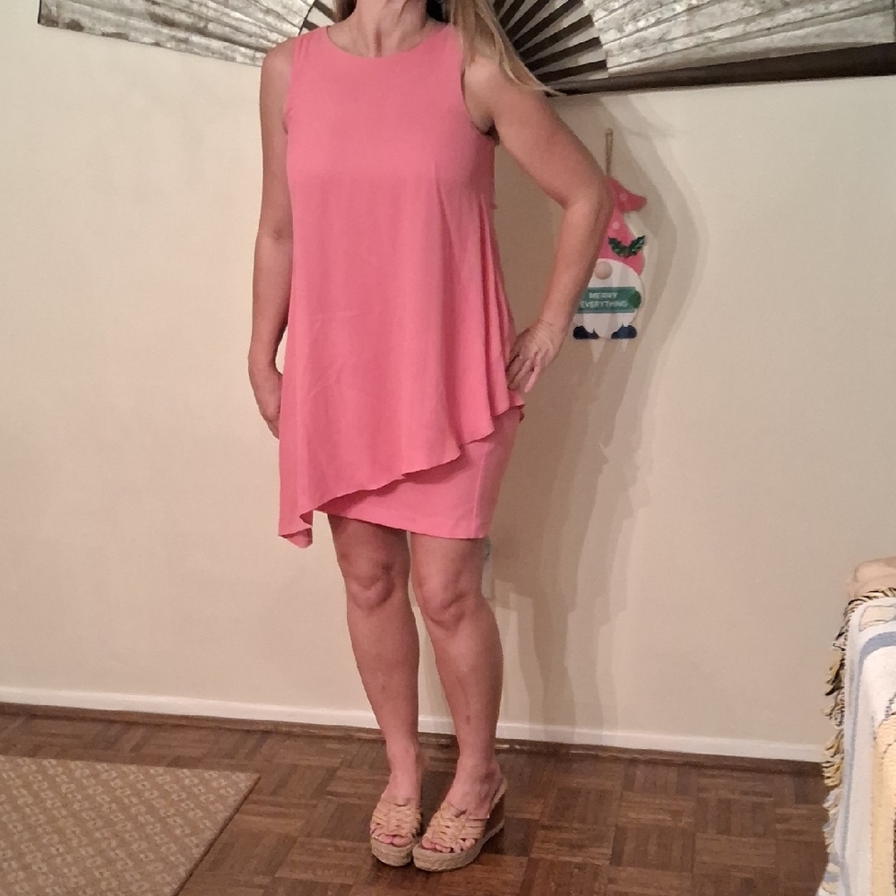 Glamorous, Pink, Midi Dress with Unique, Asymmetrical Hem💕